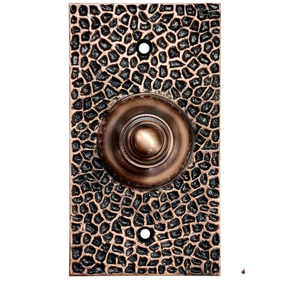 New Akatva Door Wired Bell Button - Hammered Antique Copper Finish